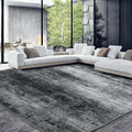 HOMBYS 12x15 ft Modern Abstract Area Rug for Living Room Bedroom, Large Boho Floor Carpet with Non-Slip Backing for Indoor Office Dining Room, Traditional Home Deco, Machine Washable, Black