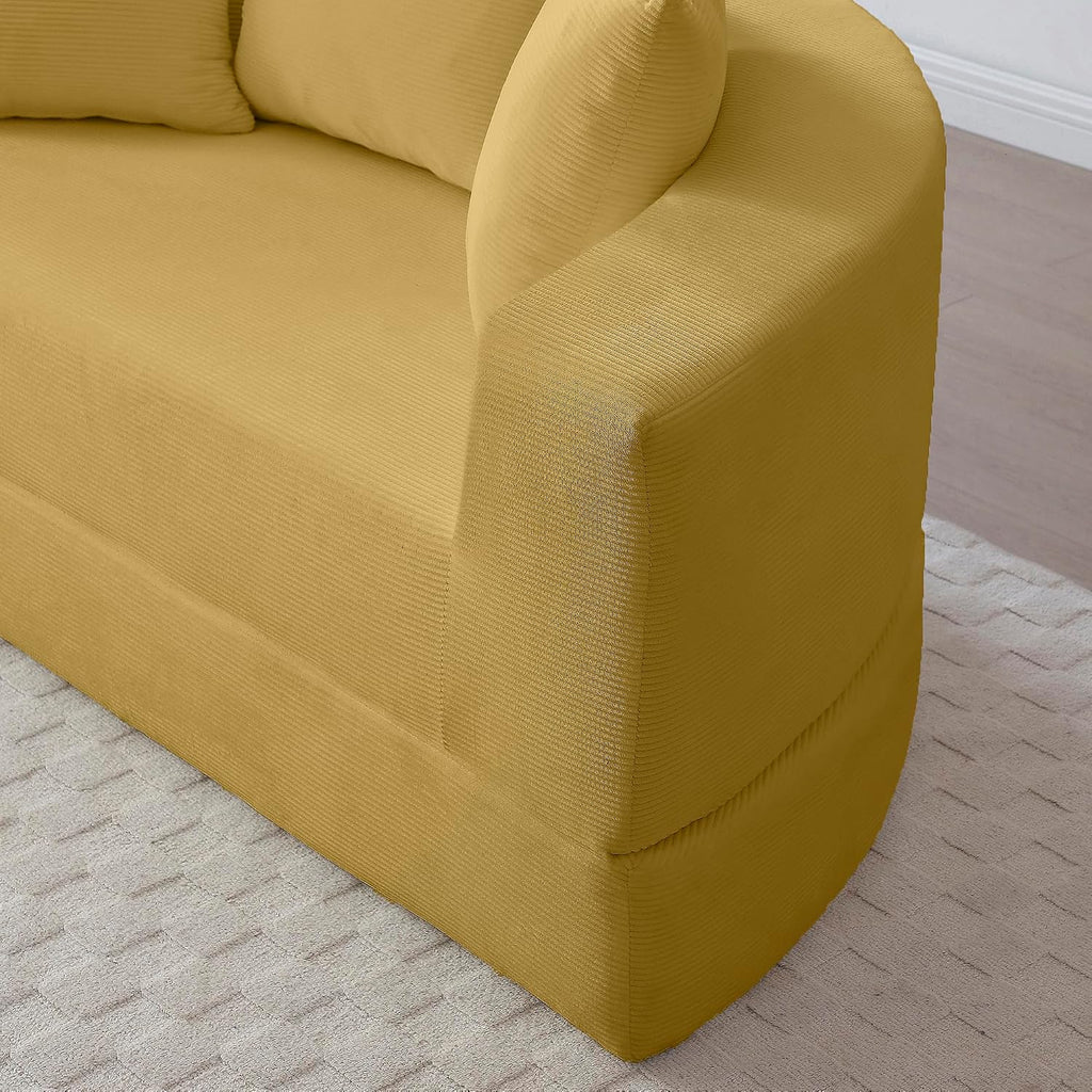 KEIKI 67' Corduroy Convertible Circular Floor Sofa Bed,Multi-Functional Adjustable Futon Couch for Living Room Office,No Assembly