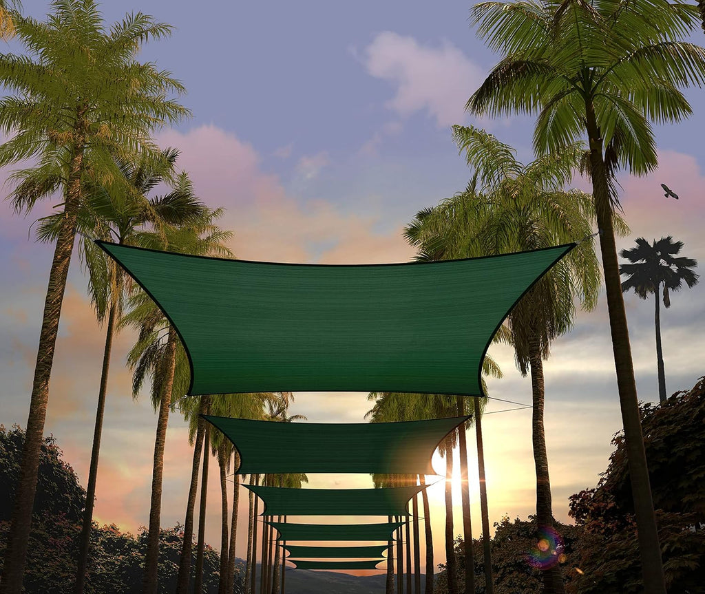 Amgo Custom Size 12' x 16' Green Rectangle Square Sun Shade Sail UPF50+ AGTAPR0810, Order to Make Canopy Awning, 95% UV Blockage, Water & Air Permeable, Commercial and Residential (We Customize)