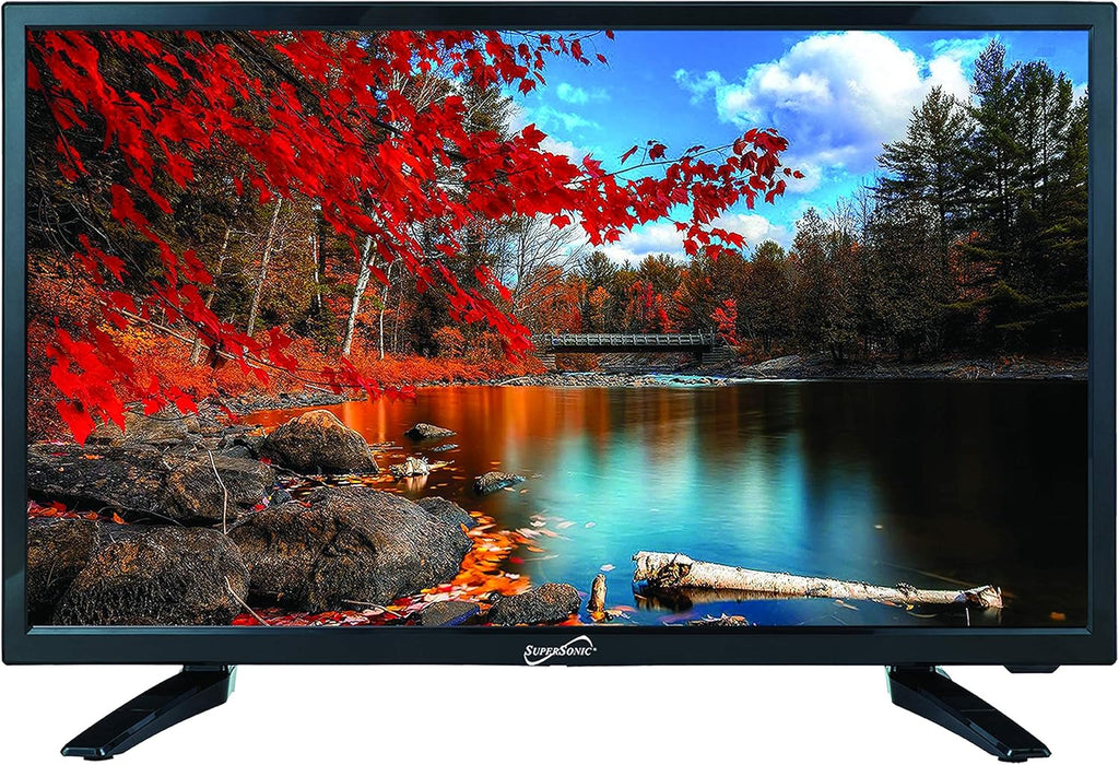 Supersonic SC-2411 23.6' DLED HDTV with Built-in Dual Tuners, HDMI Input, 1080p Resolution, 178° Viewing Angle, USB Compatible, Remote Control and AC/DC Compatibility