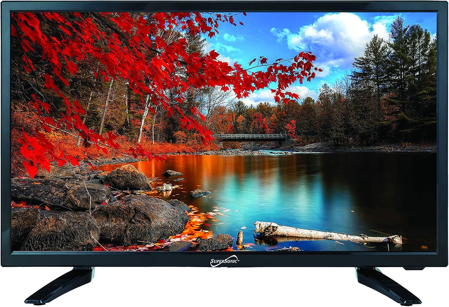 Supersonic SC-2411 23.6' DLED HDTV with Built-in Dual Tuners, HDMI Input, 1080p Resolution, 178° Viewing Angle, USB Compatible, Remote Control and AC/DC Compatibility