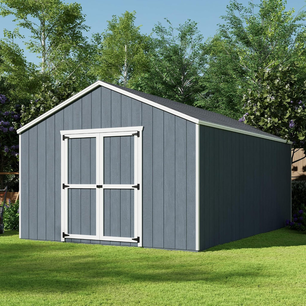 Little Cottage Co. 12x18 Value Gable Shed with Floor, Outdoor Wood Storage Do-It-Yourself Precut Kit