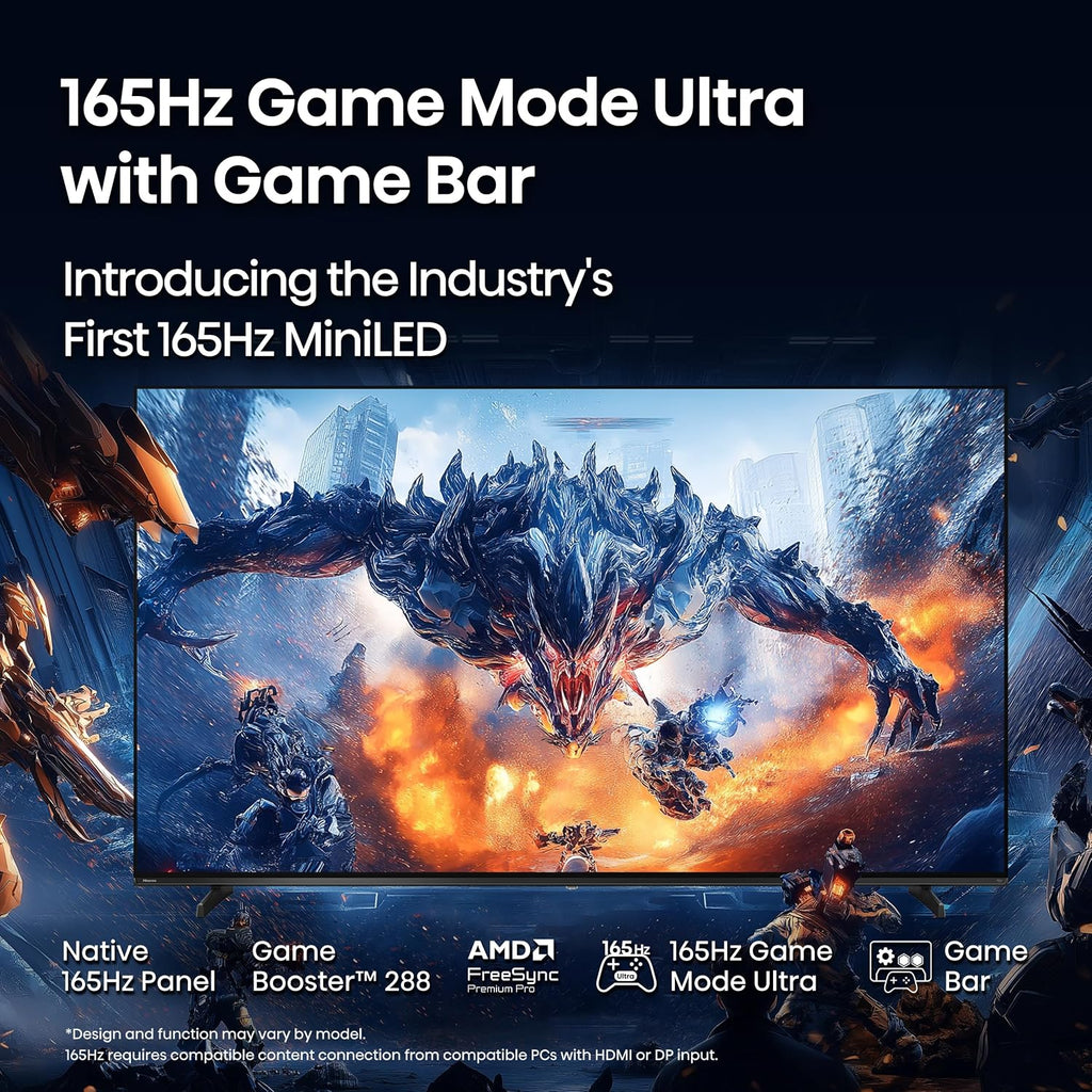 Hisense 100' U7 Mini-LED ULED 4K UHD Best Premium Gaming Google Smart TV (100U75QG) - QLED, Native 165Hz, VRR 288, Up to 3000 Nits, HDR10+, Dolby Vision IQ · Atmos, IMAX Enhanced, 2.1.2 Ch