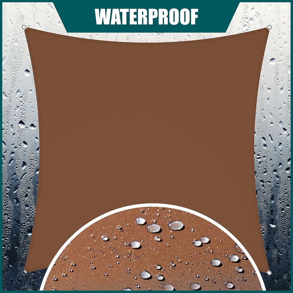 Royal Shade 14' x 20' Brown Rectangle Waterproof Sun Shade Sail Order to Make rsTADS14 Canopy Awning, UPF50+ 95% UV Blockage Water Resistant, Outdoor Backyard Patio Garden Carport (We Customize)