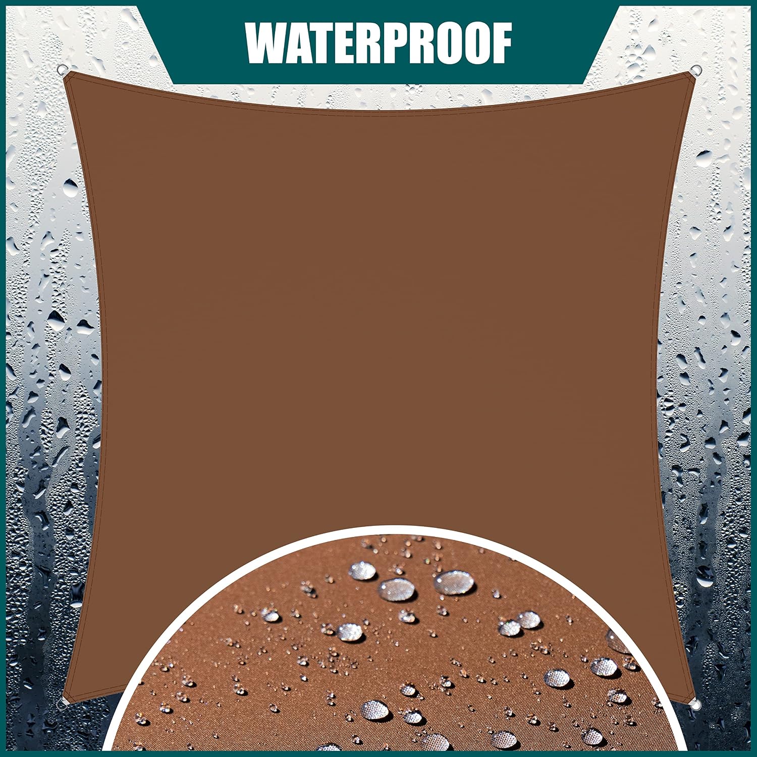 Royal Shade 14' x 20' Brown Rectangle Waterproof Sun Shade Sail Order to Make rsTADS14 Canopy Awning, UPF50+ 95% UV Blockage Water Resistant, Outdoor Backyard Patio Garden Carport (We Customize)