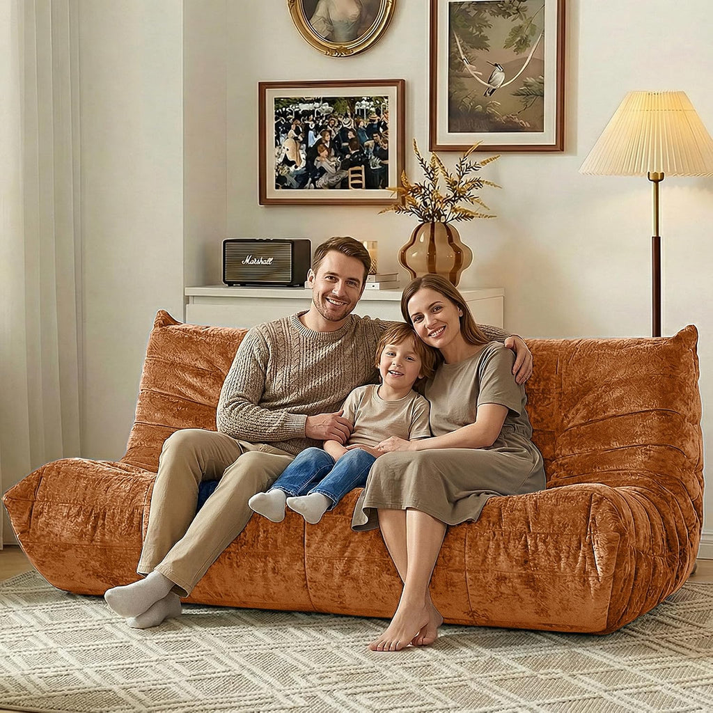 HABUTWAY Bean Bag Chair, Giant Bean Bag Chairs for Adults, 3 Seater Fireside Chair, Lazy Large Floor Bean Bag Sofa for Living Room, Bedroom, Dorm, Office (Brown)