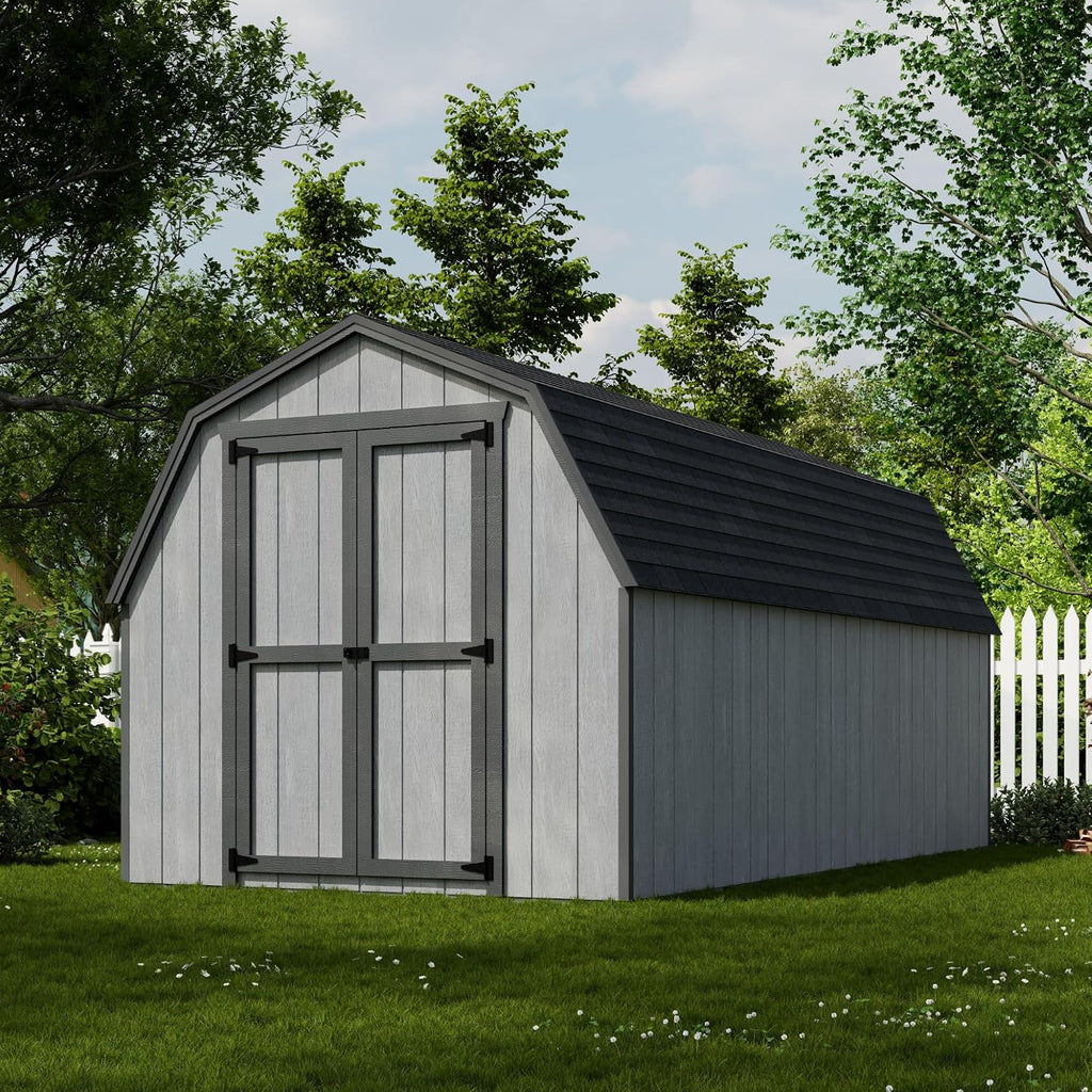 Little Cottage Co. 8x16 Value Gambrel Barn with 4 ft. Sidewalls with Floor, Outdoor Wood Storage Shed Do-It-Yourself Precut Kit