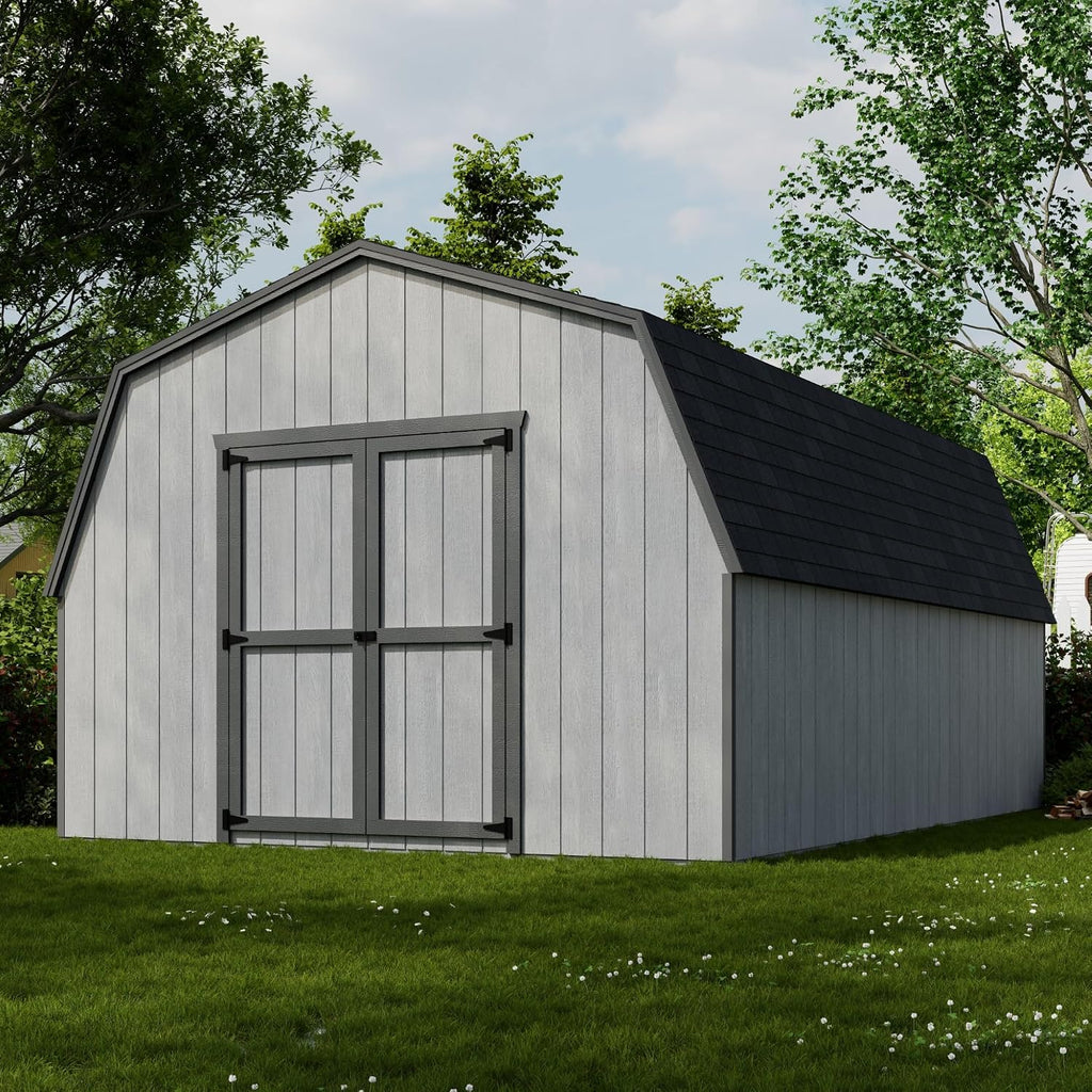 Little Cottage Co. 12x18 Value Gambrel Barn with 4 ft. Sidewalls with Floor, Outdoor Wood Storage Shed Do-It-Yourself Precut Kit