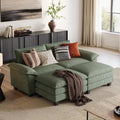 LINSY HOME Modular Sectional Sofa - Oversized Corduroy Cloud Couch with Movable Ottoman Soft Modern Comfy Sofa Set for Living Room Apartment Office, Green