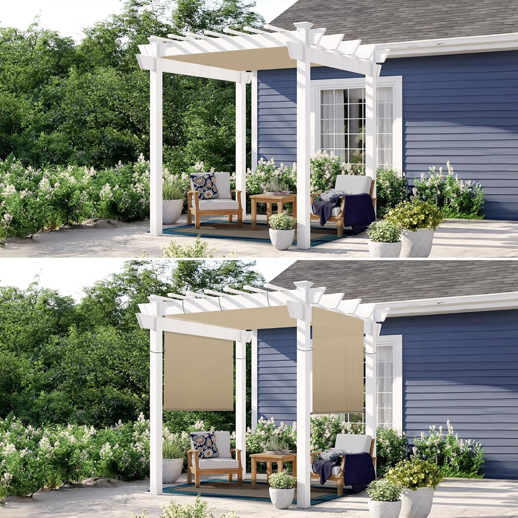 Patio 11' x 4' Pergola Cover Canopy Replacement Shade Cloth with Grommets Weighted Rods Outdoor Sun Shade Screen UV Block for Gazebo Backyard Deck Porch Balcony, Sand