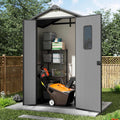 5' x 3' Outdoor Resin Storage Shed with Floor,Galvanized Metal Waterproof Garden Shed with Lockable Door, Plastic Tool, Bike Storage for Patio Furniture, Lawn Mower