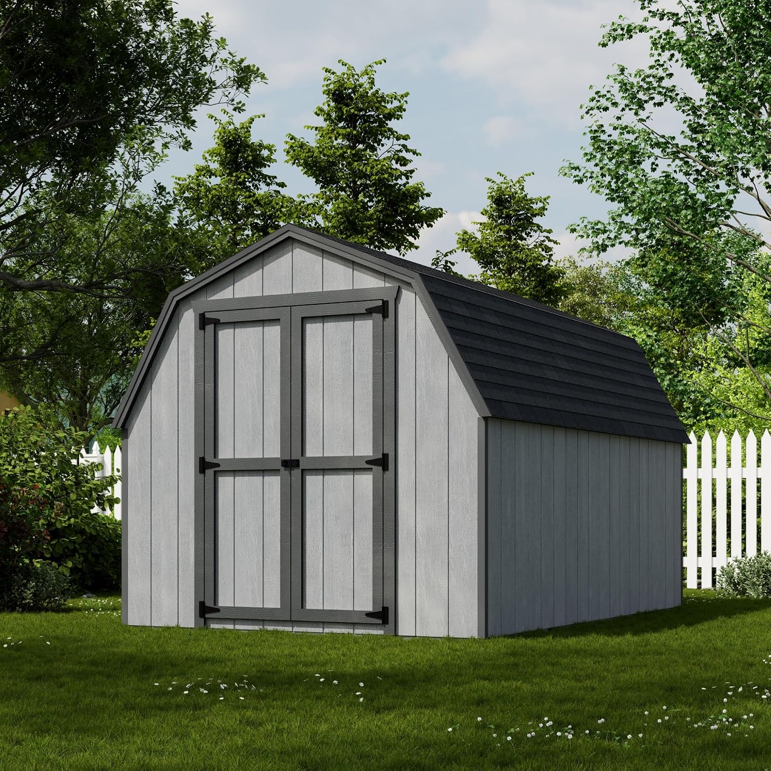 Little Cottage Co. 8x12 Value Gambrel Barn with 4 ft. Sidewalls with Floor, Outdoor Wood Storage Shed Do-It-Yourself Precut Kit