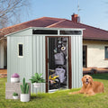 KEIKI 6x5 FT Outdoor Metal Storage Shed with Sloped Roof,Window,Transparent Plate and Lockable Sliding Door for Garden Yard