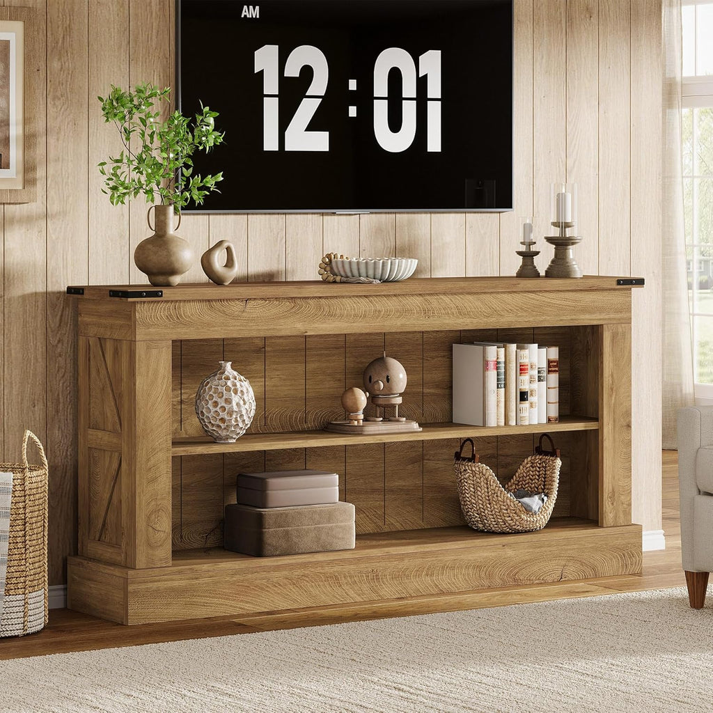 Tribesigns Farmhouse TV Stand for 70-Inch TV, 63' Entertainment Center with Storage, Modern Media Console Table for Living Room, Bedroom (Natural)