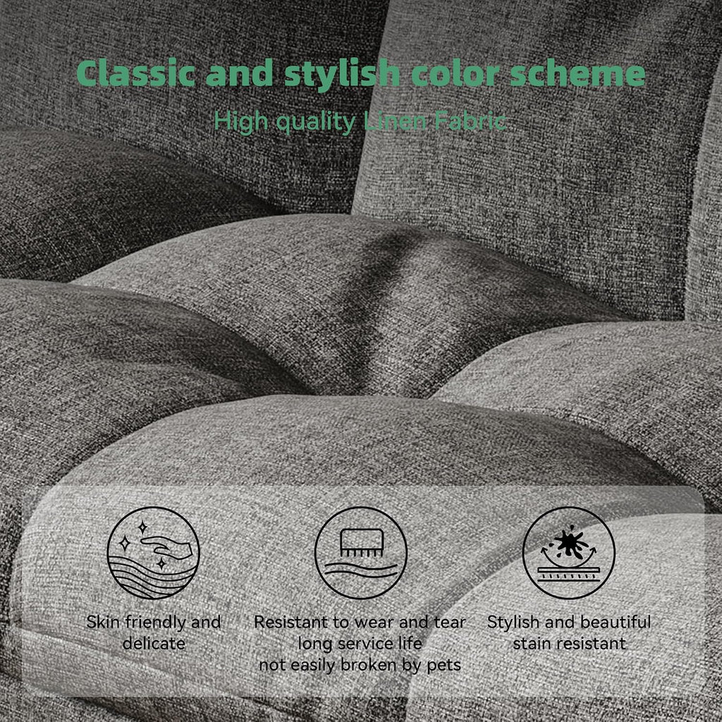 Opoiar Convertible Futon Sofa Bed,71' Memory Foam Futon Couch,Detachable Cushion,Adjustable Backrest & Armrest,Linen Modern Loveseat Sleeper Recliner for Living Room,Office,Apartment,Light Grey