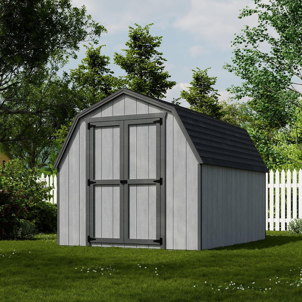 Little Cottage Co. 8x10 Value Gambrel Barn with 4 ft. Sidewalls with Floor, Outdoor Wood Storage Shed Do-It-Yourself Precut Kit