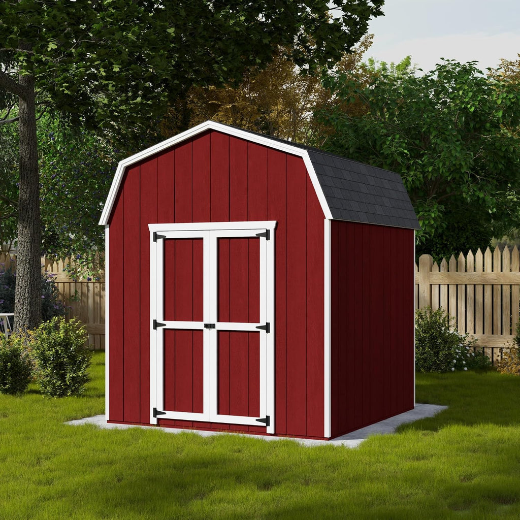 Little Cottage Co. 8x8 Value Gambrel Barn with 6 ft. Sidewalls with Floor, Outdoor Wood Storage Shed Do-It-Yourself Precut Kit