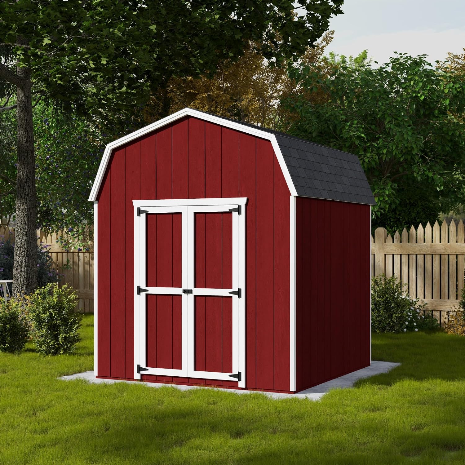 Little Cottage Co. 8x8 Value Gambrel Barn with 6 ft. Sidewalls with Floor, Outdoor Wood Storage Shed Do-It-Yourself Precut Kit
