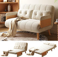 Convertible Chair Bed, Futon Sofa Bed Sleeper Chair with Solid Wood Leg and Storage Pocket, Linen Fabric Sofa Couch Guest Bed for Living Room, Bedroom, Office, Apartment (43.31)