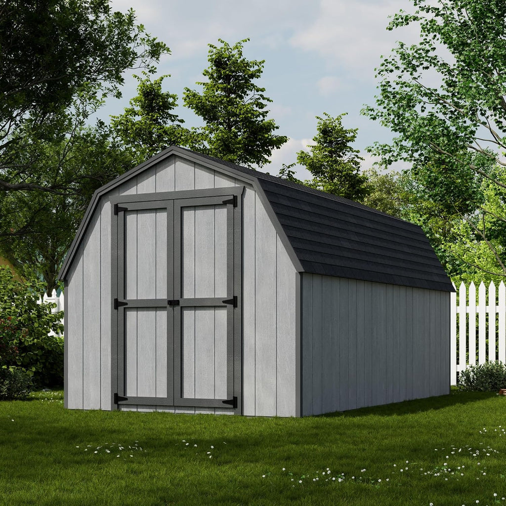 Little Cottage Co. 8x14 Value Gambrel Barn with 4 ft. Sidewalls with Floor, Outdoor Wood Storage Shed Do-It-Yourself Precut Kit