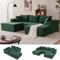 Mangodan 110' Cloud Sectional Couch, Modular Sectional Sofa with Deep Seat, Boneless Sofa for Living Room, Fluffy Comfy U-Shaped Couch with Left Facing Chaise, No Assembly Required, Green