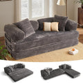 ovios 81' Folding Sofa Bed, Foldable Sleeper Boneless Couch with Pull Out Beds, Modular Convertible Floor Futon Loveseat Lounger for Living Room (Faux Fur, Grey)