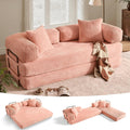 ovios 81' Folding Sofa Bed, Foldable Sleeper Boneless Couch with Pull Out Beds, Modular Convertible Floor Futon Loveseat Lounger for Living Room (Faux Fur, Pink)