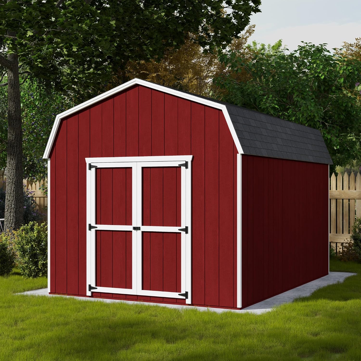 Little Cottage Co. 10x14 Value Gambrel Barn with 6 ft. Sidewalls with Floor, Outdoor Wood Storage Shed Do-It-Yourself Precut Kit