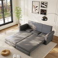 93.7' King Pull Out Sofa Bed, Faux Leather Sleeper Sofa Couch, 3 in 1 Convertible Futon Couches for Living Room, Small Space, Apartment, Office, Bedroom, Modern Rivet Armrest, Grey