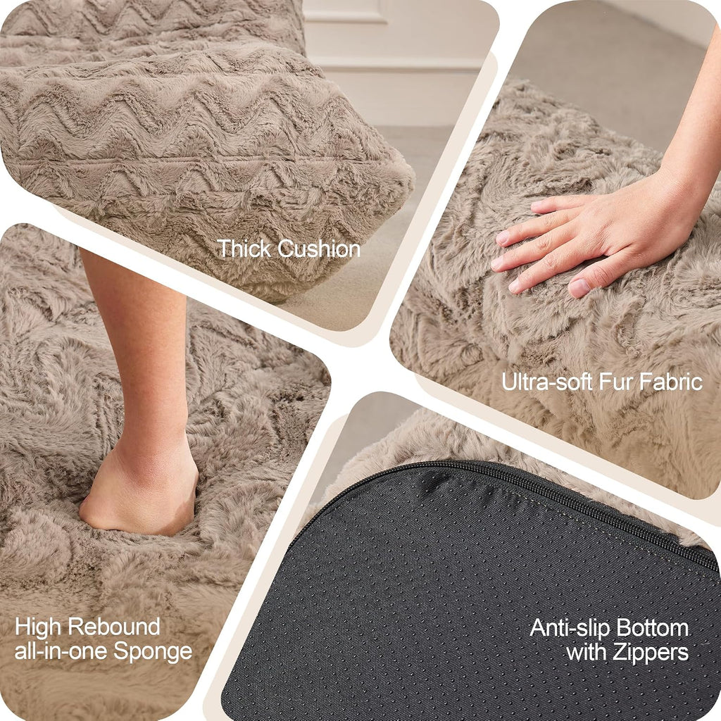 Bean Bag Chairs for Adults Giant Bean Bag Chair Memory Foam BeanBag Chair Bean Bag Sofa with Filler Faux Fur Fireside Beanbags Lazy Sofa for Living Room Bedroom Office (Brown Chevron, Single)