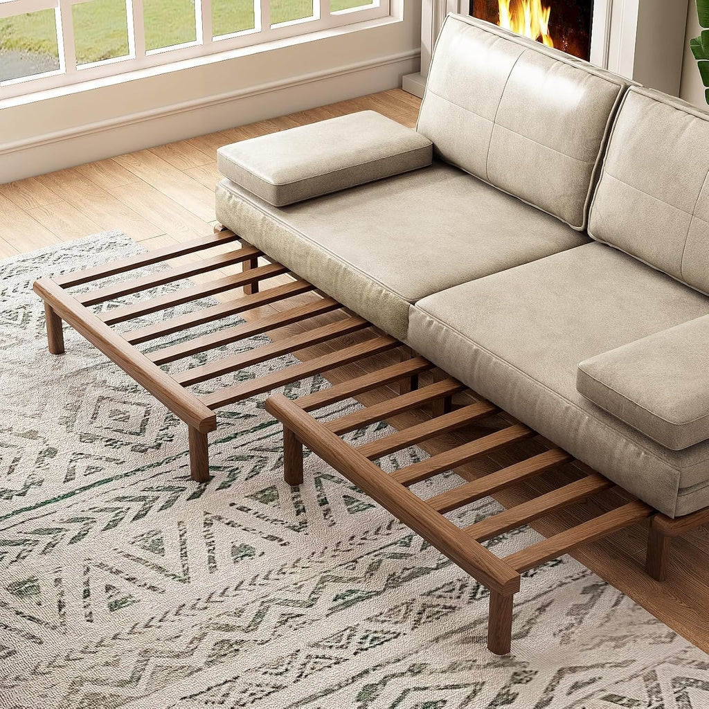 Lartis 78.7' Sofa Bed, Sleeper Pull Out Couch, Modern Couch Convertible Modern Futon for Living Room/Apartment/Bedroom, Modular Design Sofa,Full Solid Wood Frame（Beige,Tech Cloth）