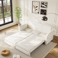 93.7' King Pull Out Sofa Bed, Faux Leather Sleeper Sofa Couch, 3 in 1 Convertible Futon Couches for Living Room, Small Space, Apartment, Office, Bedroom, Modern Rivet Armrest, Cream White