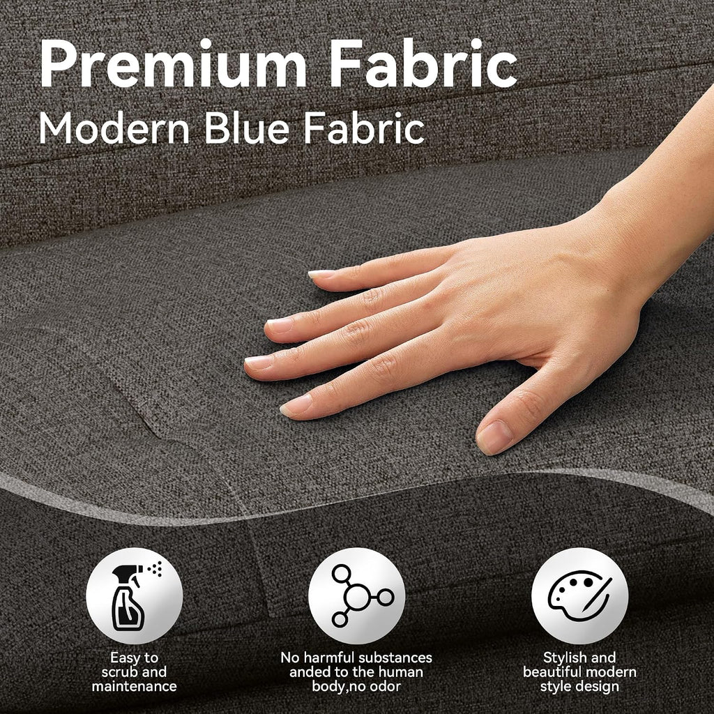 Convertible Sofa Bed,Linen Futon Sofa Couch,Detachable Cushion,Adjustable Backrest,Memory Foam Folding Futon Loveseat Sleeper for Living Room,Office,Apartment,Pure Grey