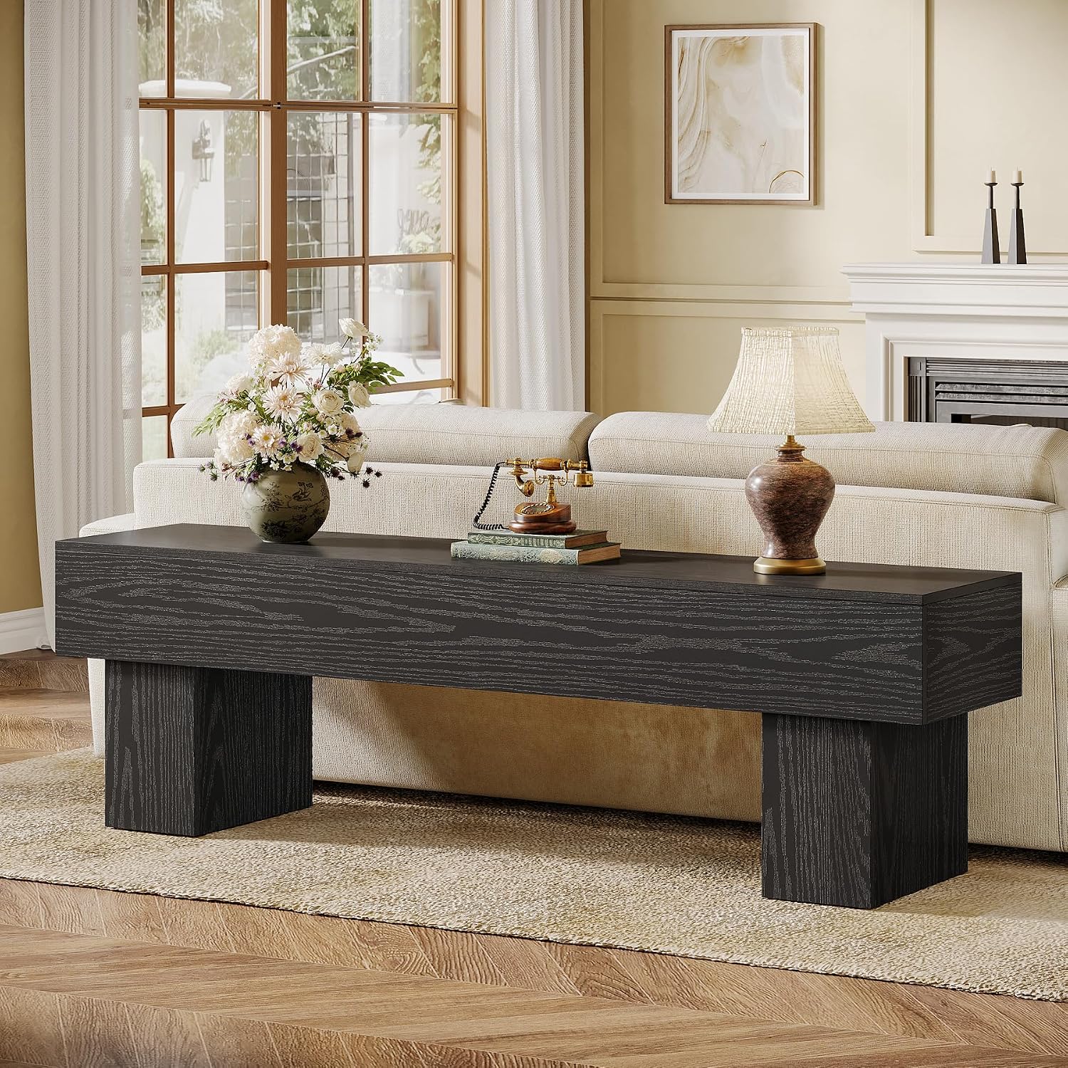 Tribesigns 63' TV Stand, Farmhouse Entertainment Center, Low TV Console Table for Living Room, Long Media Console Television Stands for 55/60/65 Inch TV