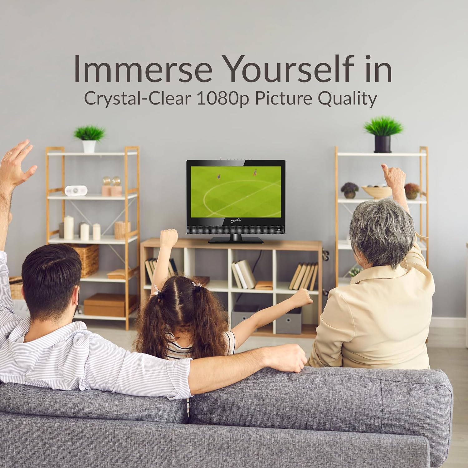 Supersonic SC-1520VTV 15.6 inch Smart AC/DC LED TV, Powered by VIDAA, 1080p, WiFi, Built-in Speakers, USB, 3X HDMI ARC, For Kitchen, RV, Boat, Truck, Playroom, Room, Remote, DC Car Cord INCLUDED-Black