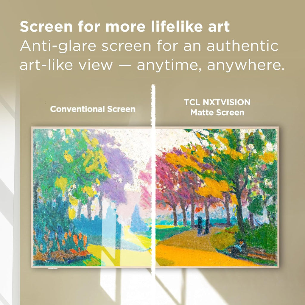 TCL 55 Inch Class NXTVISION Series Picture Frame Canvas Art TV | 55A300W, 2024 Model | QLED 4K HDR Smart Google TV | 120HZ Dolby Atmos Audio | Voice Remote Alexa Google Apple Streaming Television