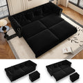 89' King Pull Out Sofa Bed, Velvet Chesterfield Sleeper Sofa Couch, 3 in 1 Convertible Tufted Futon Couches with Ottoman for Living Room, Small Space, Apartment, Office, Bedroom, Black