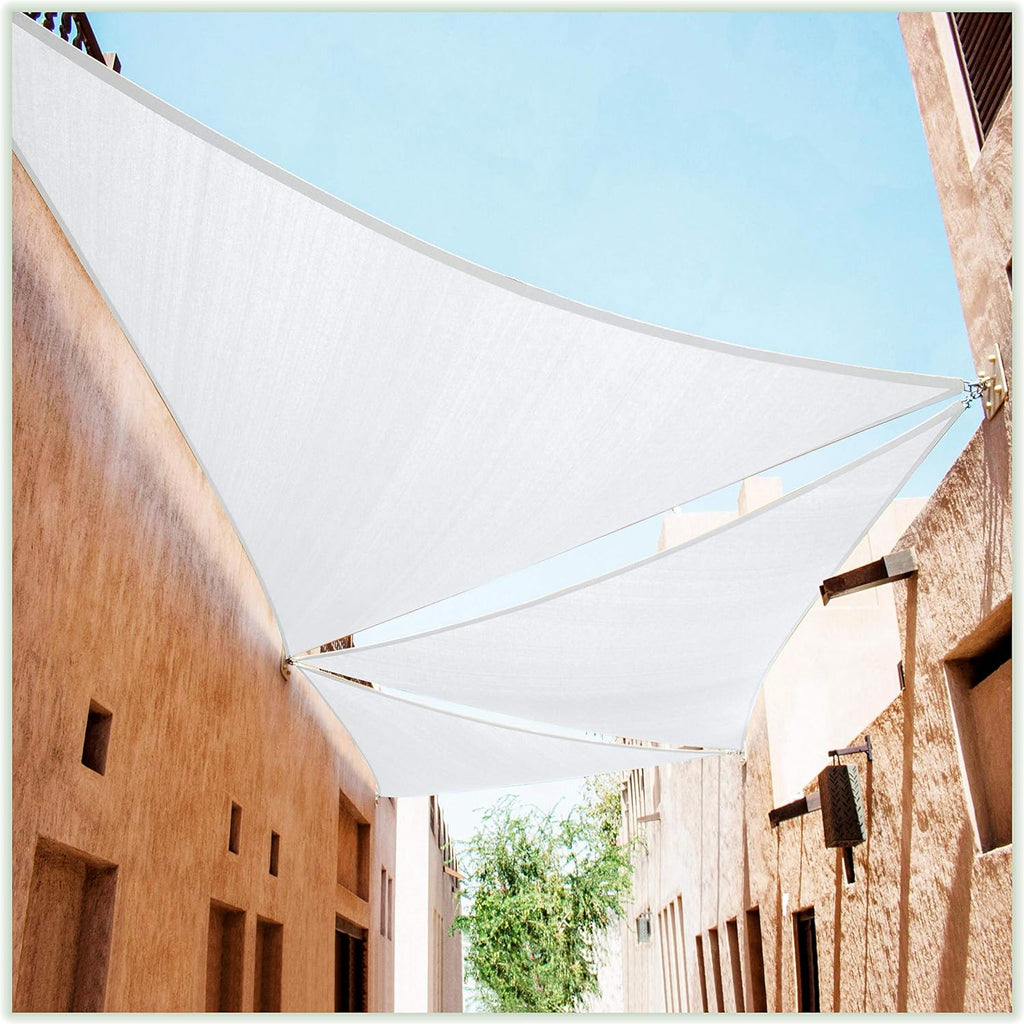 ColourTree CTAPT12 Custom Size Order to Make 14' x 20' x 24.4' White Right Triangle Sun Shade Sail Canopy Mesh Fabric UV Block UPF50 - Commercial Heavy Duty - 190 GSM - 3 Years Warranty
