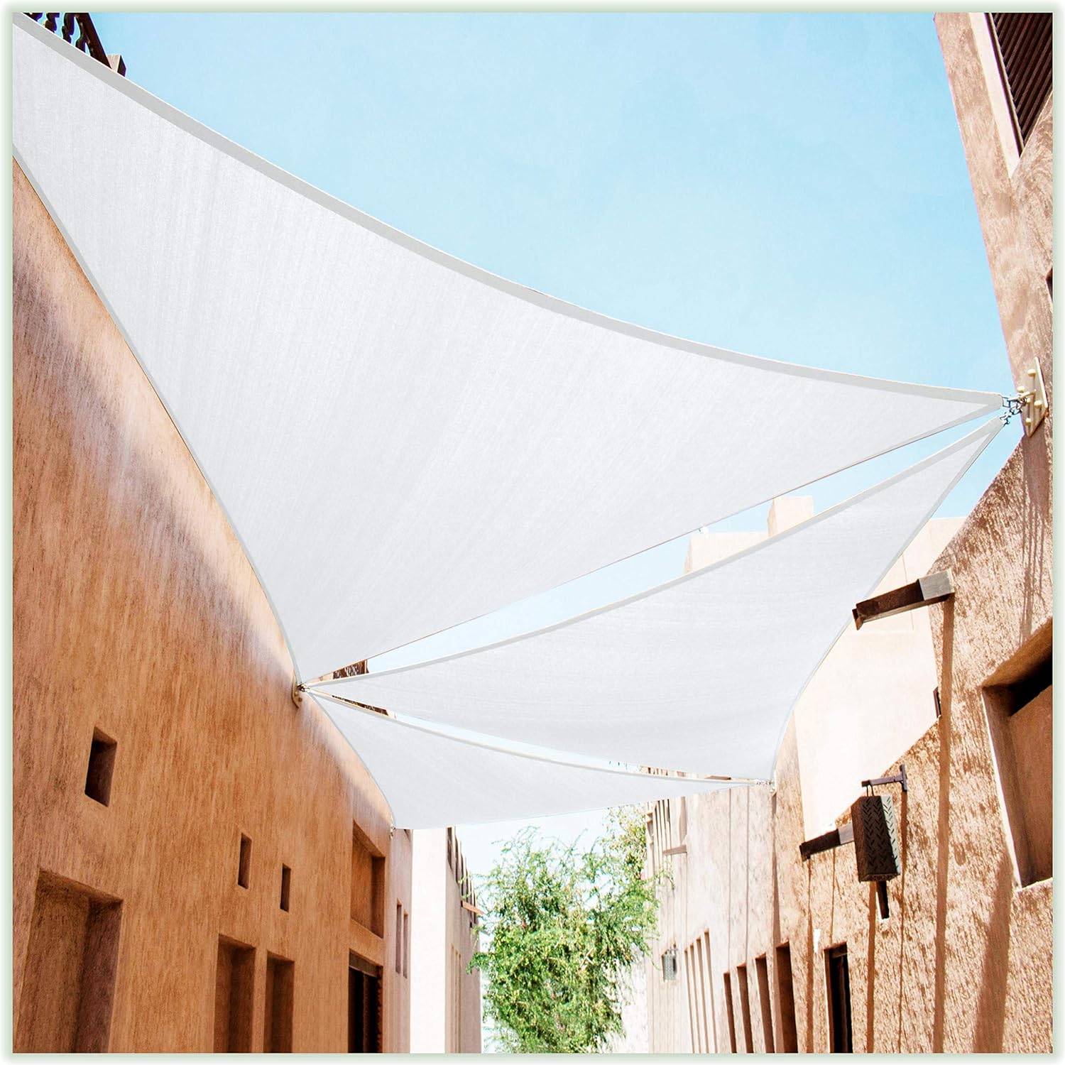 ColourTree CTAPT12 Custom Size Order to Make 14' x 20' x 24.4' White Right Triangle Sun Shade Sail Canopy Mesh Fabric UV Block UPF50 - Commercial Heavy Duty - 190 GSM - 3 Years Warranty