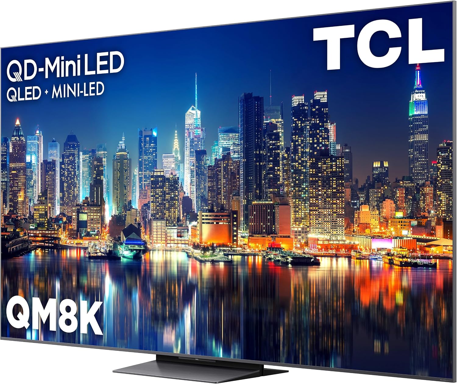TCL 85 Inch Class QM8K Series | Mini LED QLED 4K HDR | 85QM8K, 2025 Model | 120HZ-144HZ Anti Reflective Wide Angle Screen Smart Google TV Dolby Atmos | Voice Remote Alexa Gaming Streaming Television