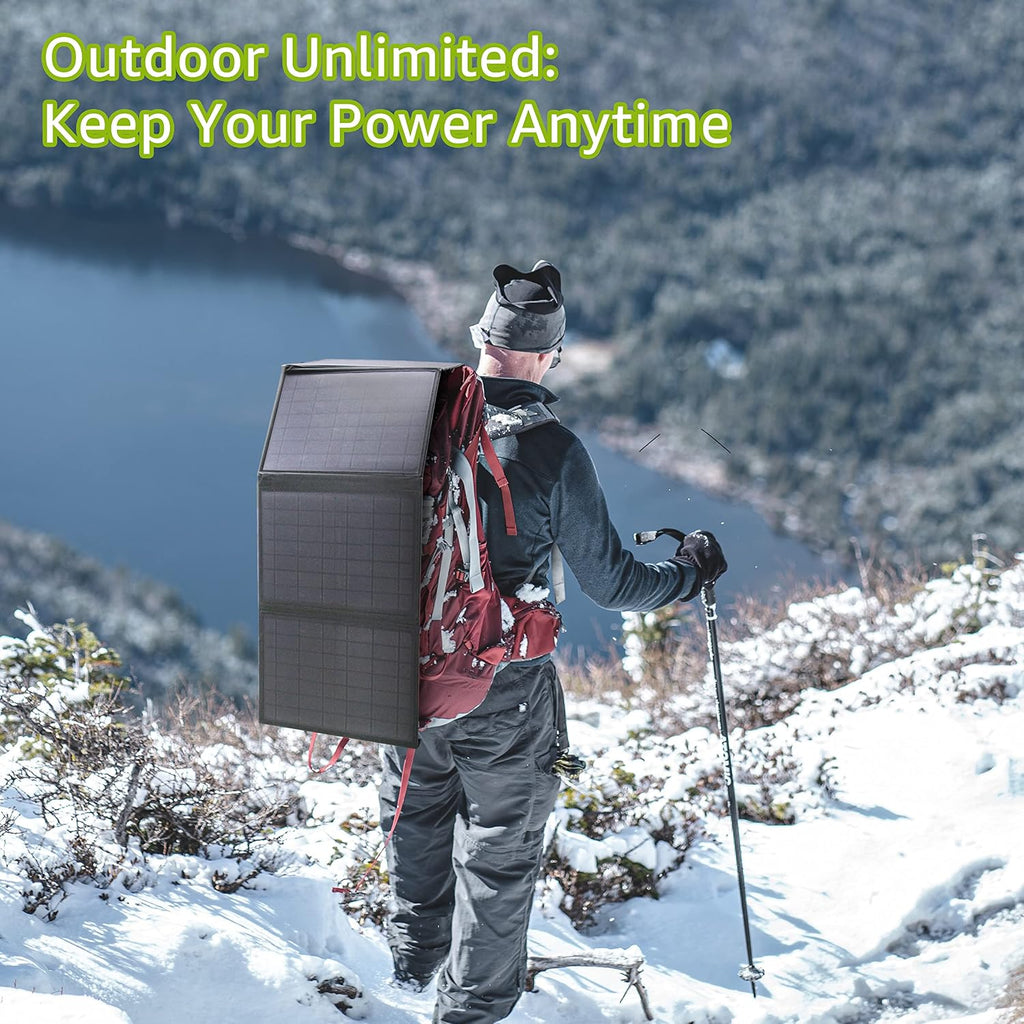 Portable Power Station with Solar Panel 40W, 300W Solar Generator with Panels, Portable 110V AC Outlet Camping Solar Power Bank Generators Battery Pack for Laptop Device Home RV Outdoor Power Outage