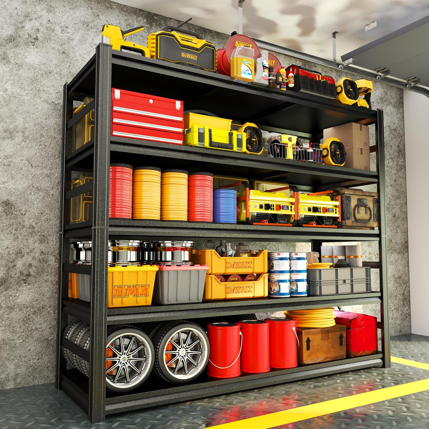 Metal Garage Shelving Unit, Heavy Duty Adjustable Storage Shelves, Steel Shelving, 3000 lbs Capacity, Industrial Shelves for Heavy Tools and Equipment, 5Tier-47.2' Wx 23.6' Dx 73.3' H