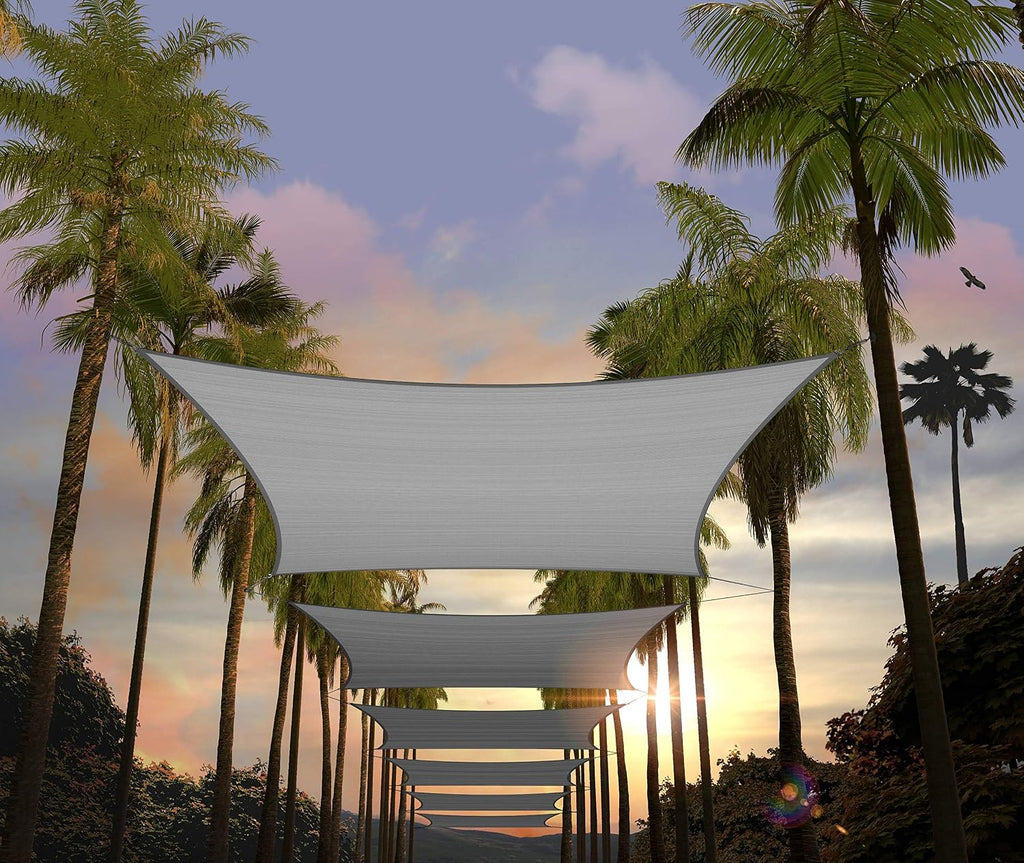 Amgo Custom Size 12' x 16' Grey Rectangle Square Sun Shade Sail UPF50+ AGTAPS16, Order to Make Canopy Awning, 95% UV Blockage, Water & Air Permeable, Commercial and Residential (We Customize)