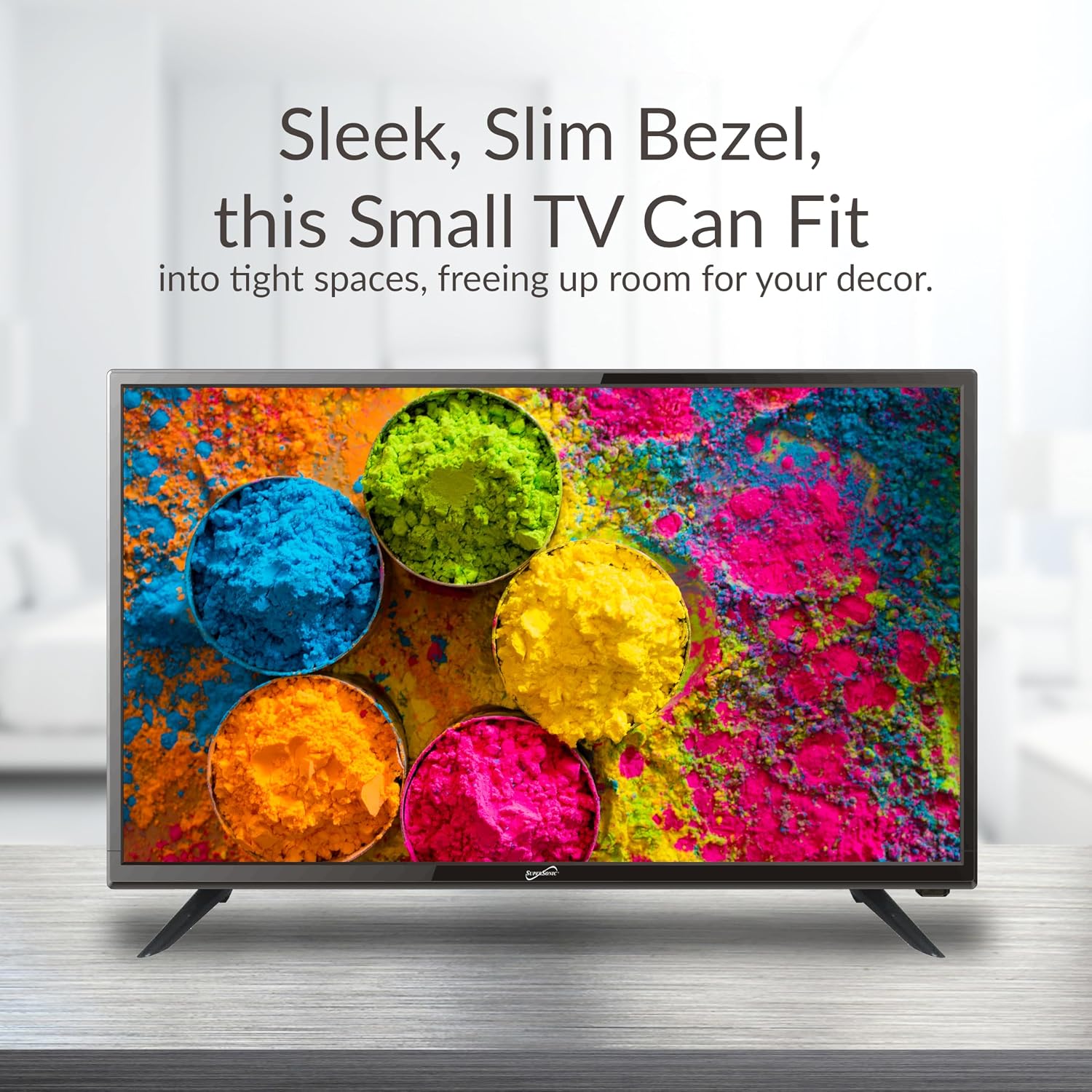 Supersonic SC-2411 23.6' DLED HDTV with Built-in Dual Tuners, HDMI Input, 1080p Resolution, 178° Viewing Angle, USB Compatible, Remote Control and AC/DC Compatibility