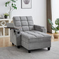 41.7' Oversized Chaise Lounge Chair Indoor, Boucle Upholstered Sofa Bed with Adjustable Backrest, Deep Seat Reading Chair, Sofas Couches for Living Room, Storage, Cup Holders & 360° Swivel Side Table