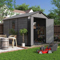 UDPATIO Resin Storage Shed 7.5x10.7 FT, Outdor Plastic Shed for Garden Tools Pool Equipment, Outside Sheds with Lockable Door for Backyard, Patio, Lawn, Dark Grey