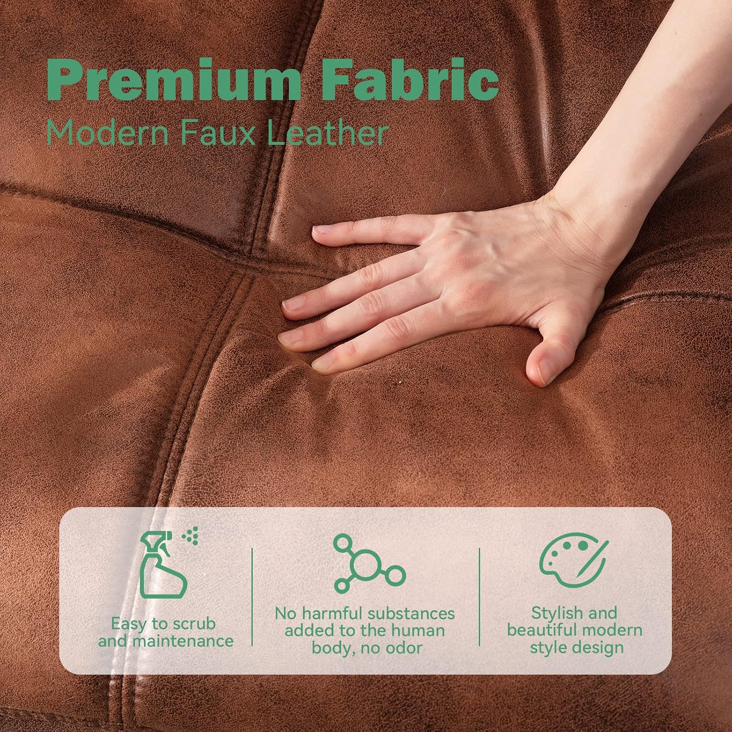 Vyfipt Futon Sofa Bed/Couch, Memory Foam Small Splitback Sofa for Living Room,Modern Loveseat with Covertible Armrests,Faux Leather/Cushion Thicker Version(Brown)