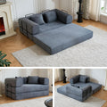 59' Boneless Folding Convertible Sofa Bed, Small 2-Seater Corduroy Futon Floor Couch with Pull Out Sleeper, No Assembly Boneless Loveseat for Living Room (Dark Gray)