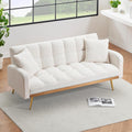 Teddy Futon Sofa Bed,69' Modern Small Love Seat Couch for Small Spaces,Convertible Tufted Sleeper Sofa Loveseat Couch Bed with Gold Metal Legs for Living Room,Bedroom (Teddy Beige)