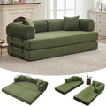 IDEALHOUSE 4 in 1 Convertible Sleeper Sofa Bed Couch, 79 Inch Boneless Corduroy Floor Couch with Pillows, No Assembly, Modern Deep Seat Sofa Futon Mattress for Living Room,Apartment,Green